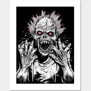 scary monstrum with red eyes, halloween design Posters and Art